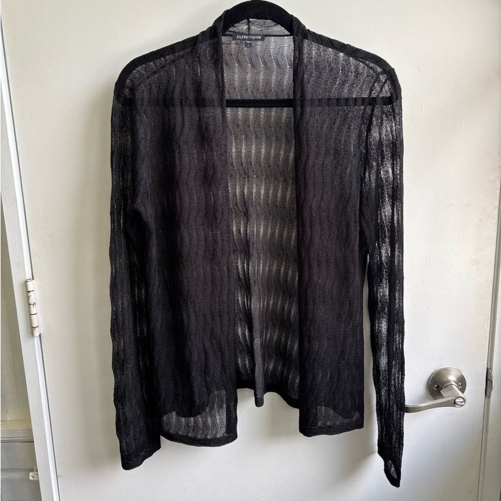 Eileen Fisher Sheer Cardigan small minimalist workwear chic layered‎ cottagecore